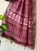 Cotton  Maroon Daily Wear Printed Saree